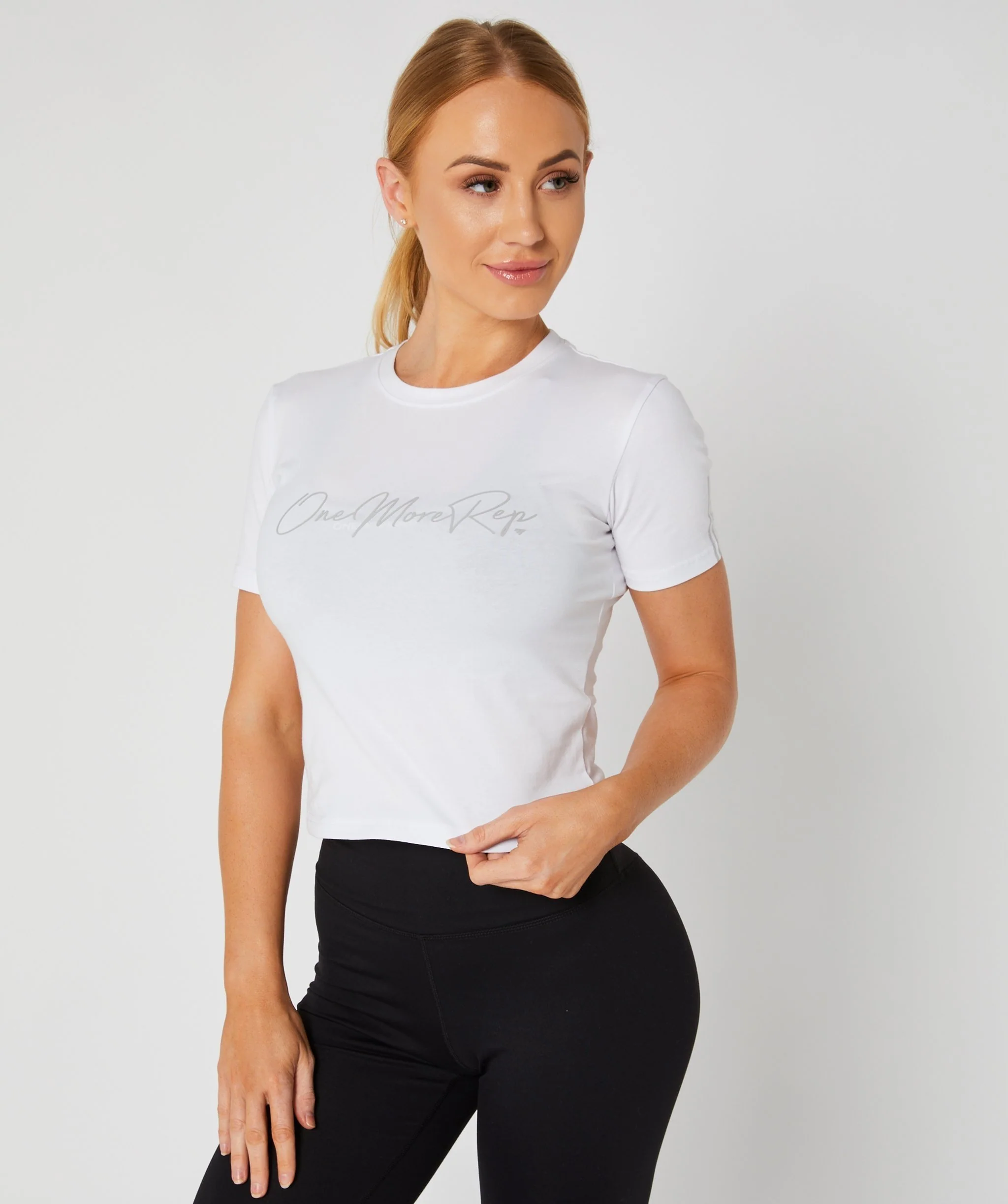 Core Crop Fitted Tee (White) by OneMoreRep - Image 5