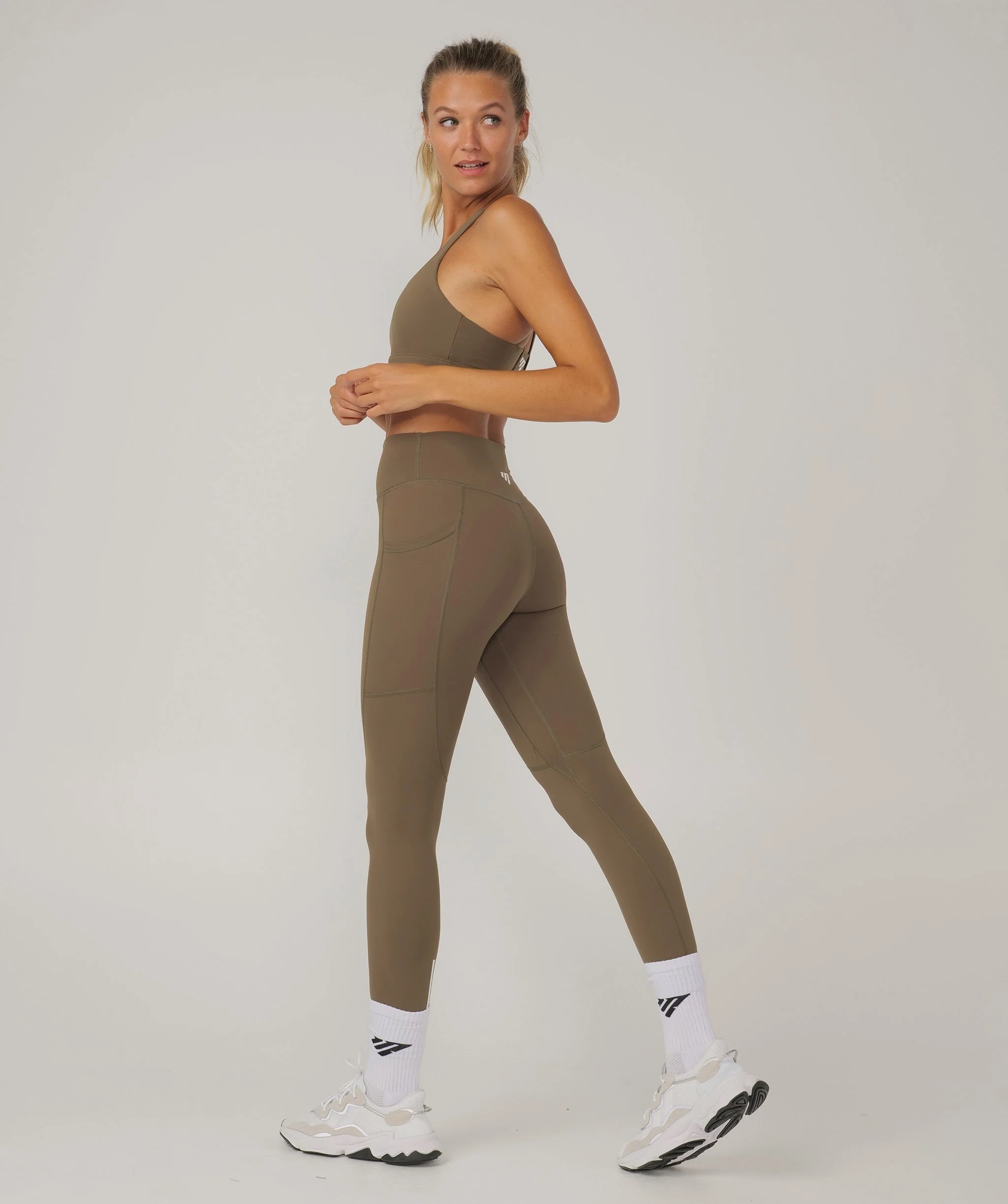 Hype Pocket Full Length Leggings (Khaki) by OneMoreRep - Image 11