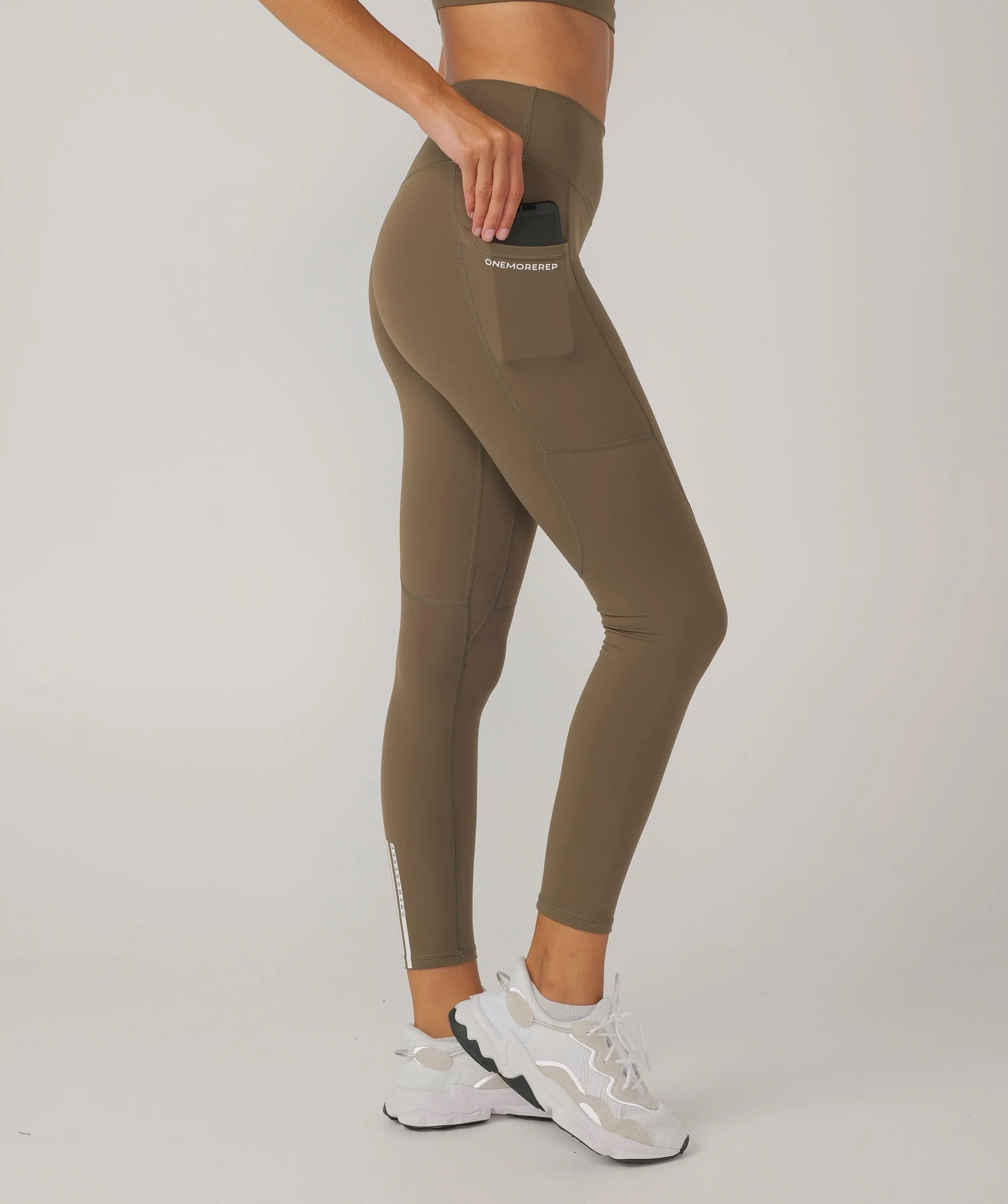 Hype Pocket Full Length Leggings (Khaki) by OneMoreRep - Image 13
